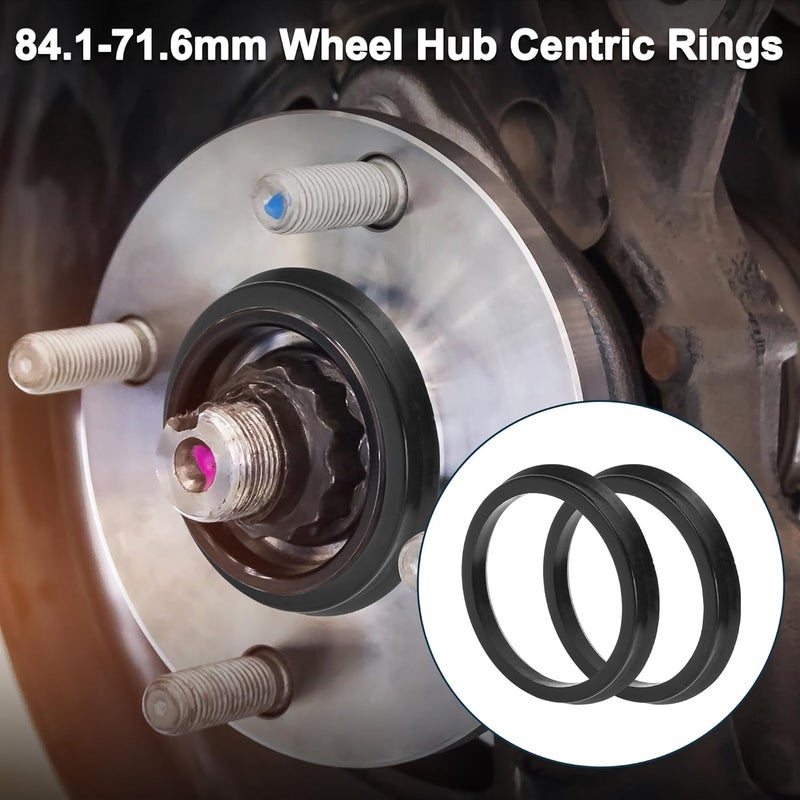 TUCKBOLD Car Wheel Hub Centric Rings Durable Wheels Center Shaft Shock Absorbing Hubrings Black 2 Pcs OD 84.1mm to ID 71.6mm Polycarbonate - Image 2
